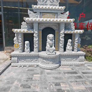 宿迁芝麻白中国黑石材套墓 花岗岩墓碑